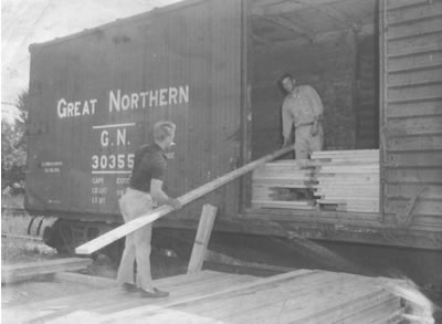 Unloading Lumber from Rail Cars -   1965
