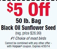 $5 Off Black Oil Sunflower Seed